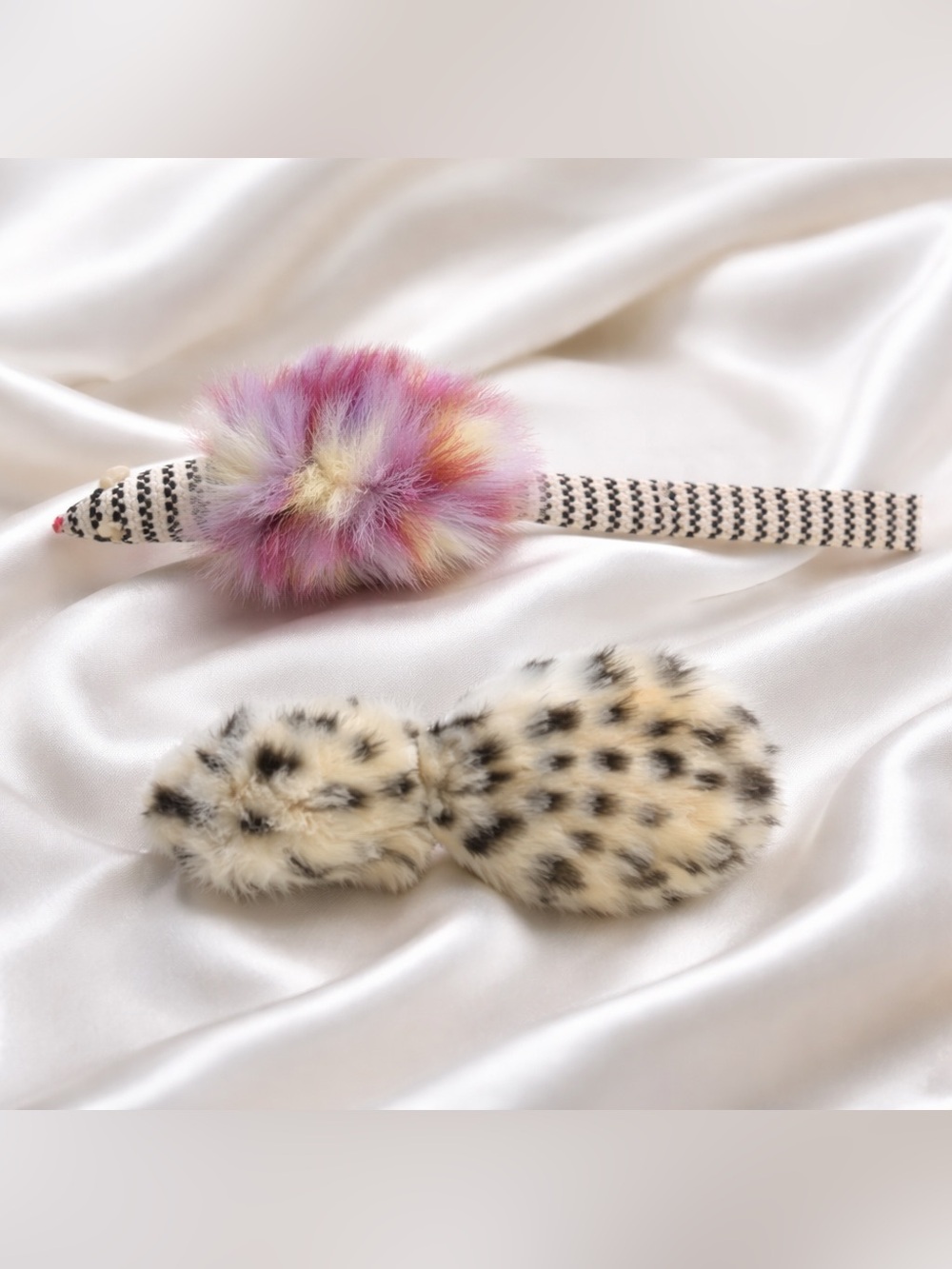 Leopard and Pink Fluffy Cat Toys